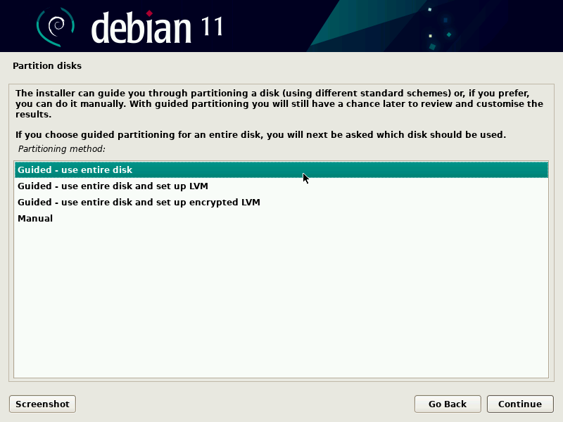 Choice of partitioning mode